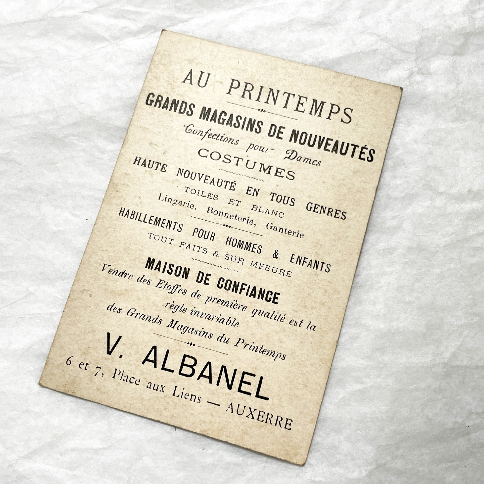 Late 19th - Au Printemps Auxerre Department Store Ad Card - Japanese Top Children - French Ephemera - Chromolithograph Gold Gilt
