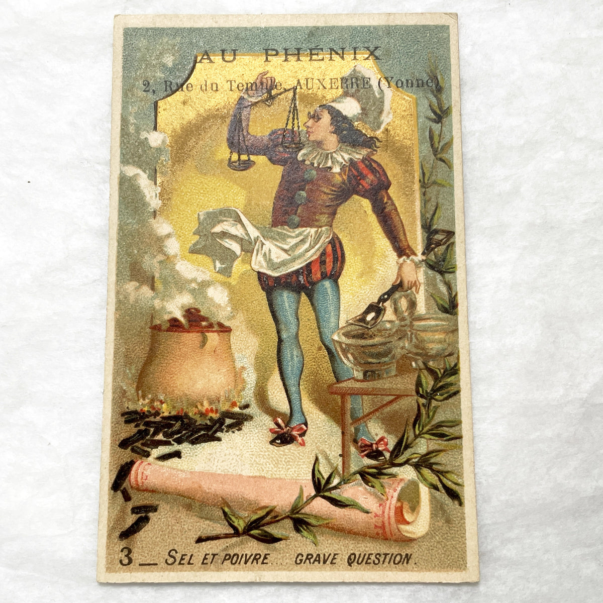 Late 19th - Vintage French Advertising Card - Au Phénix Shoe Manufacturer Auxerre - Historical Ephemera - Collectible Trade Card