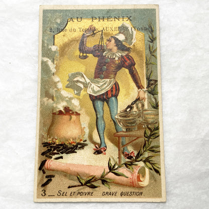 Late 19th - Vintage French Advertising Card - Au Phénix Shoe Manufacturer Auxerre - Historical Ephemera - Collectible Trade Card