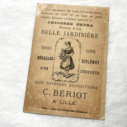 1900s - Vintage French Chromo Card from Chocolat Delespaul-Wavrez - Lille Advertisements - La Récolte des Cerises