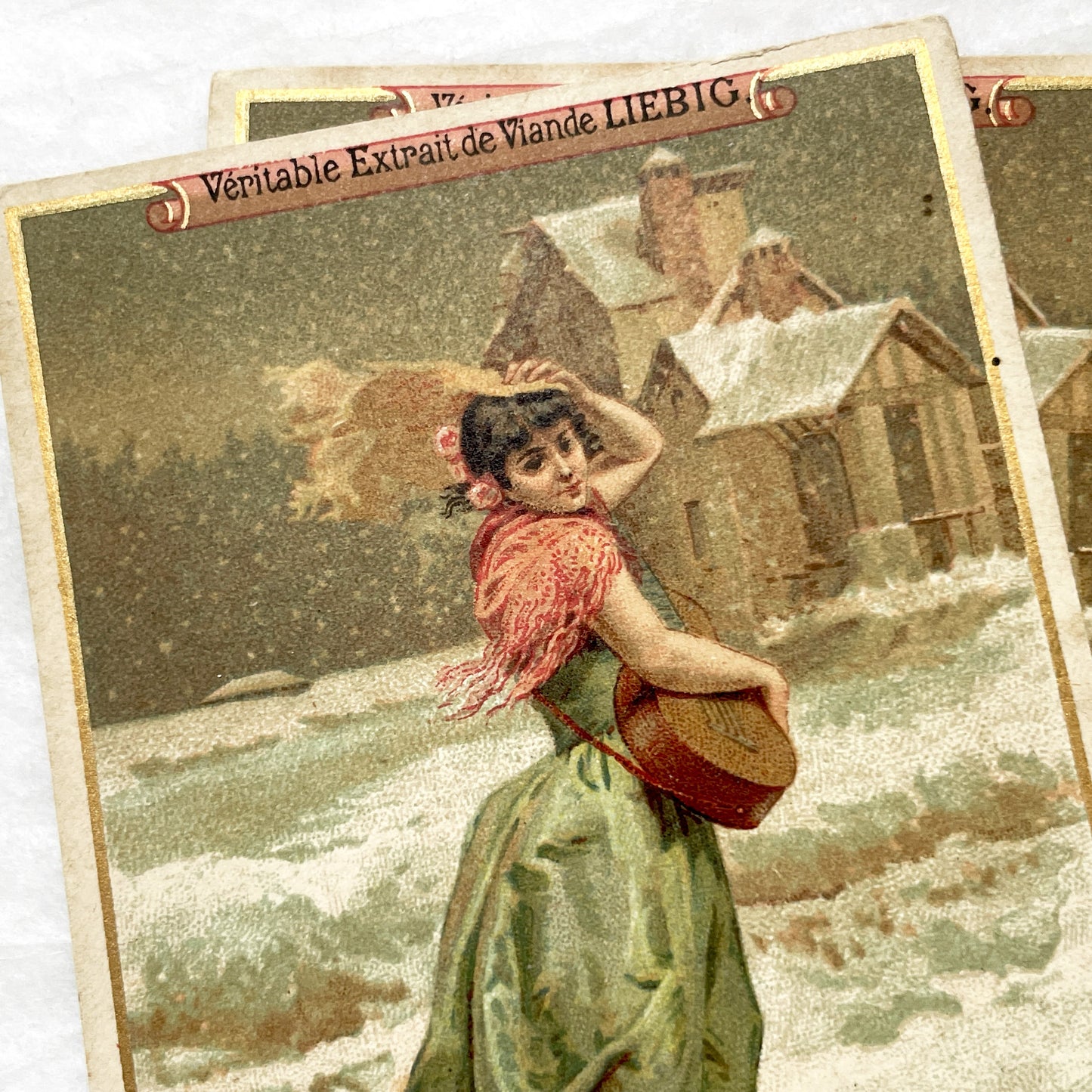 Late 19th - Liebig Meat Extract Chromo Card - La Cigale et La Fourmi Fable Advertising - Vintage Ephemera Collectible