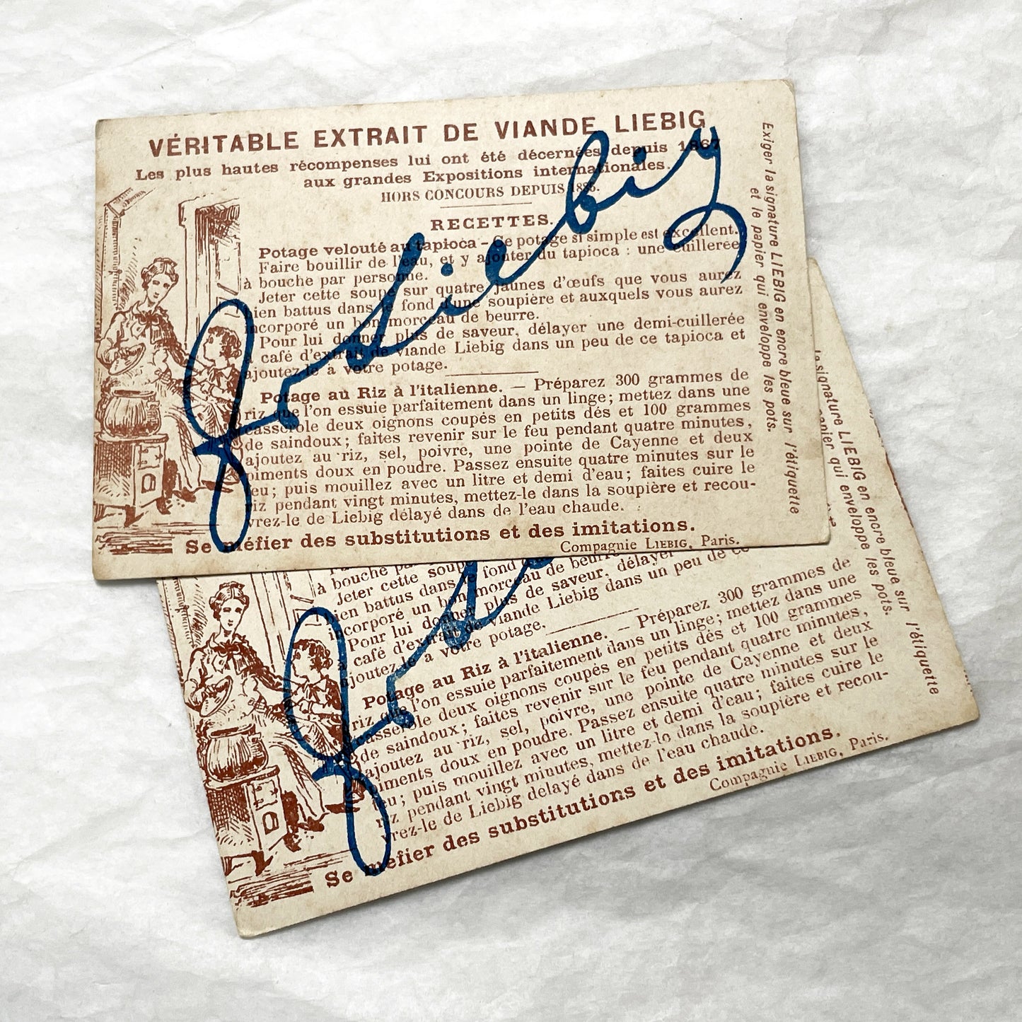 Late 19th - Liebig Meat Extract Chromo Card - La Cigale et La Fourmi Fable Advertising - Vintage Ephemera Collectible