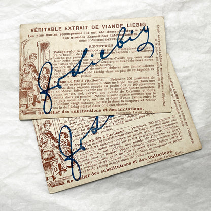 Late 19th - Liebig Meat Extract Chromo Card - La Cigale et La Fourmi Fable Advertising - Vintage Ephemera Collectible