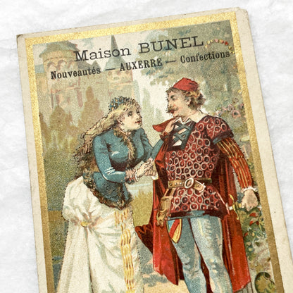 Late 19th - 2 French Advertising Chromo Cards - La Fontaine Fables - Vintage Collectible Trade Cards with Beautiful Illustrations