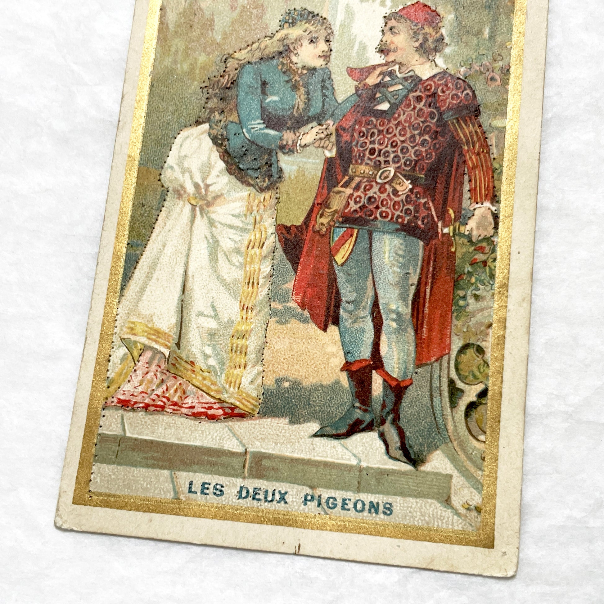 Late 19th - 2 French Advertising Chromo Cards - La Fontaine Fables - Vintage Collectible Trade Cards with Beautiful Illustrations