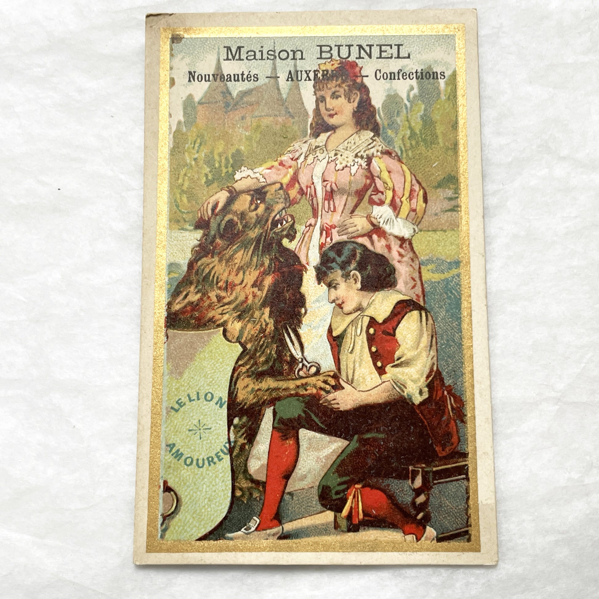 Late 19th - 2 French Advertising Chromo Cards - La Fontaine Fables - Vintage Collectible Trade Cards with Beautiful Illustrations