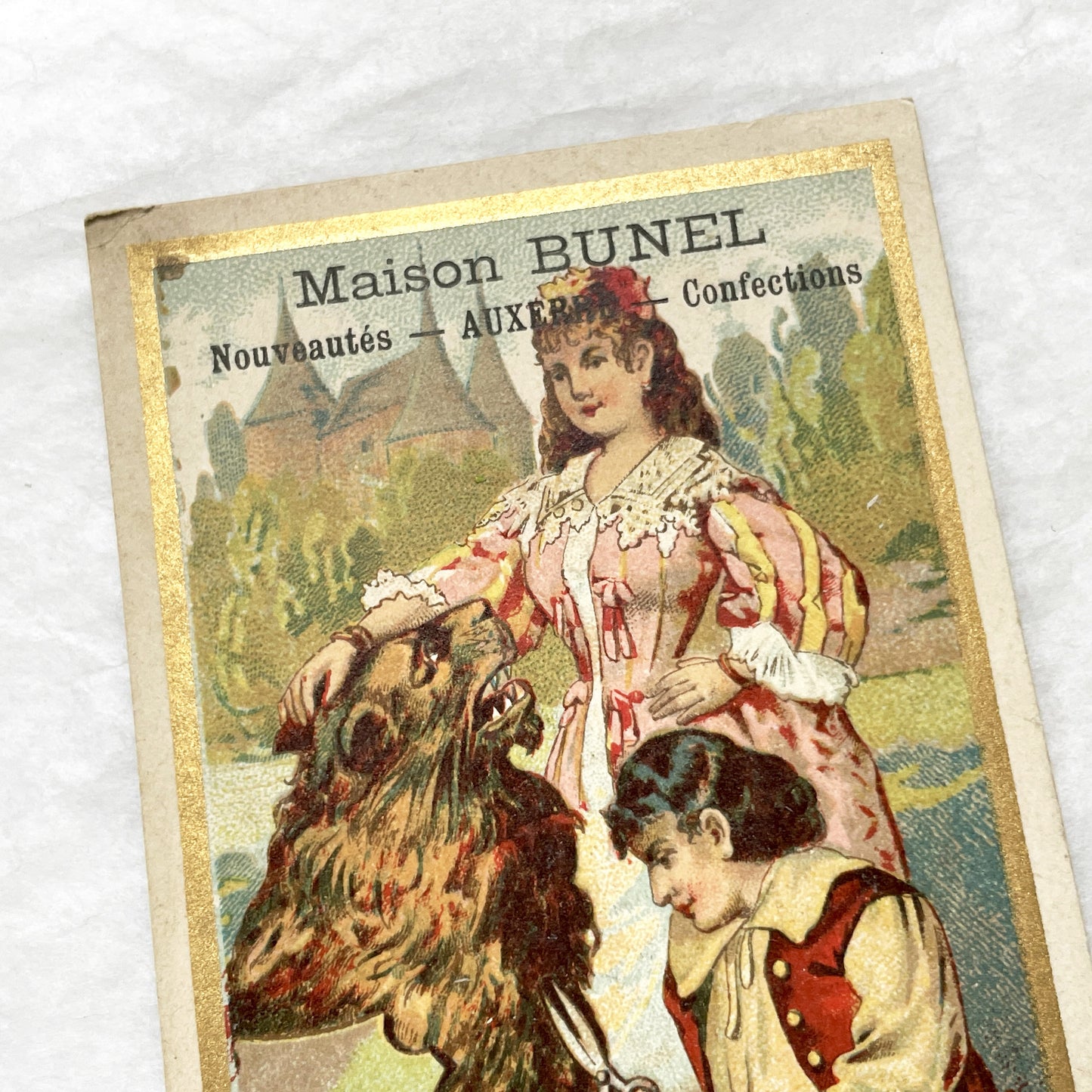 Late 19th - 2 French Advertising Chromo Cards - La Fontaine Fables - Vintage Collectible Trade Cards with Beautiful Illustrations