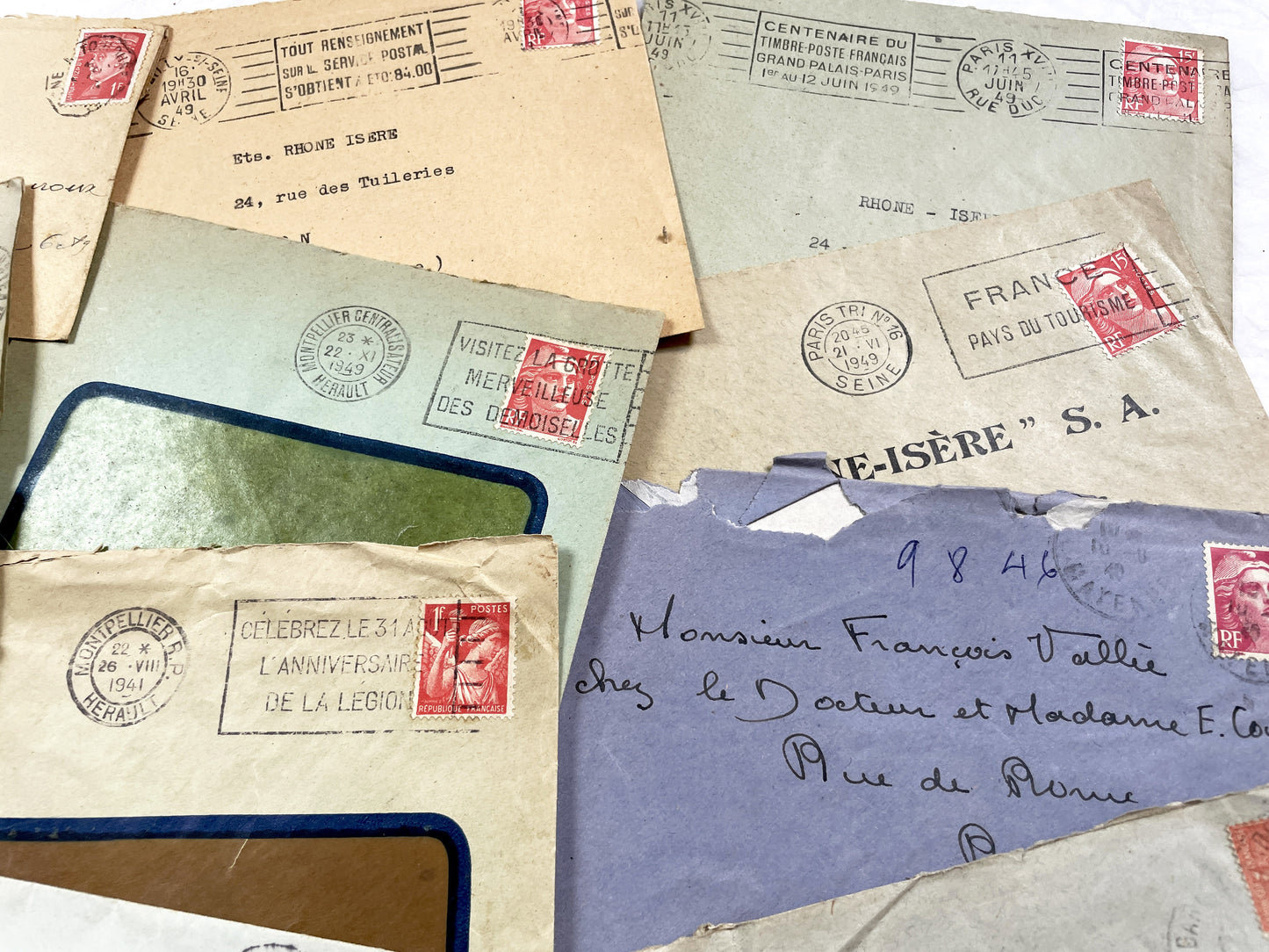 1930s - 20 French envelopes from 1930s and 1940s - Without letters - Ephemera with Stamps