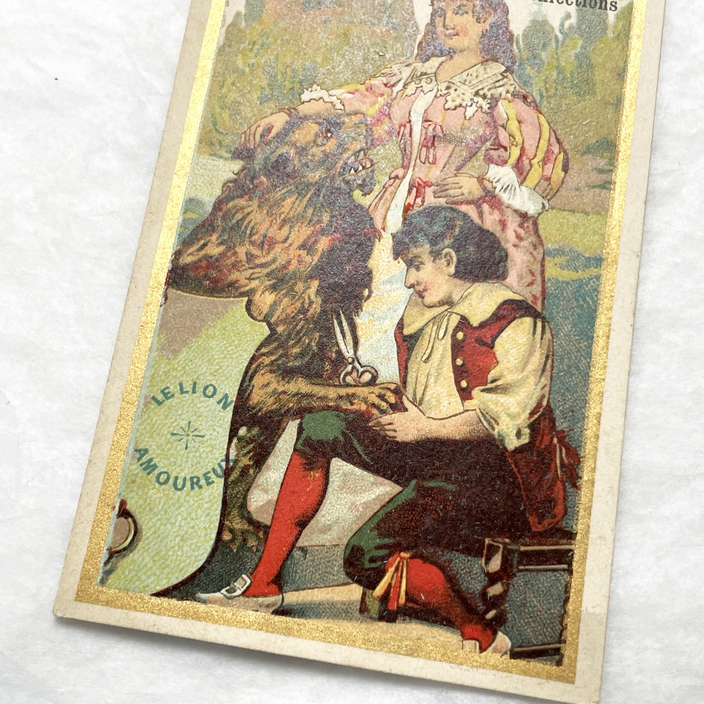 Late 19th - 2 French Advertising Chromo Cards - La Fontaine Fables - Vintage Collectible Trade Cards with Beautiful Illustrations
