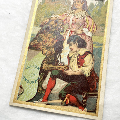 Late 19th - 2 French Advertising Chromo Cards - La Fontaine Fables - Vintage Collectible Trade Cards with Beautiful Illustrations