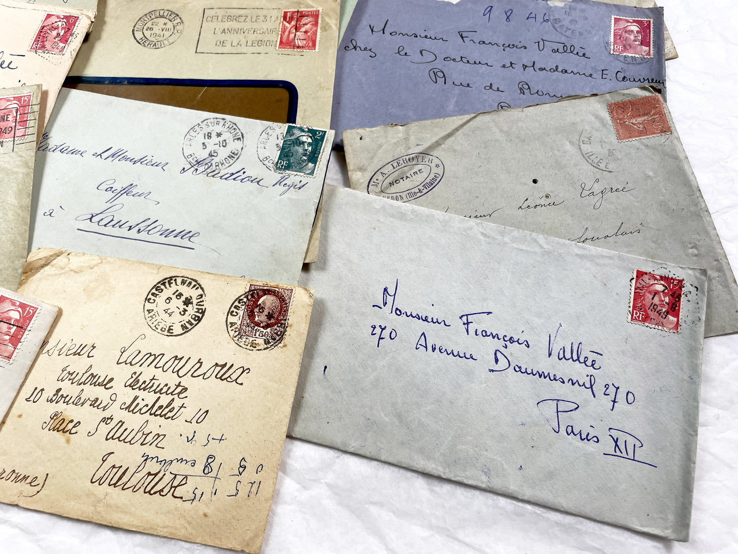 1930s - 20 French envelopes from 1930s and 1940s - Without letters - Ephemera with Stamps