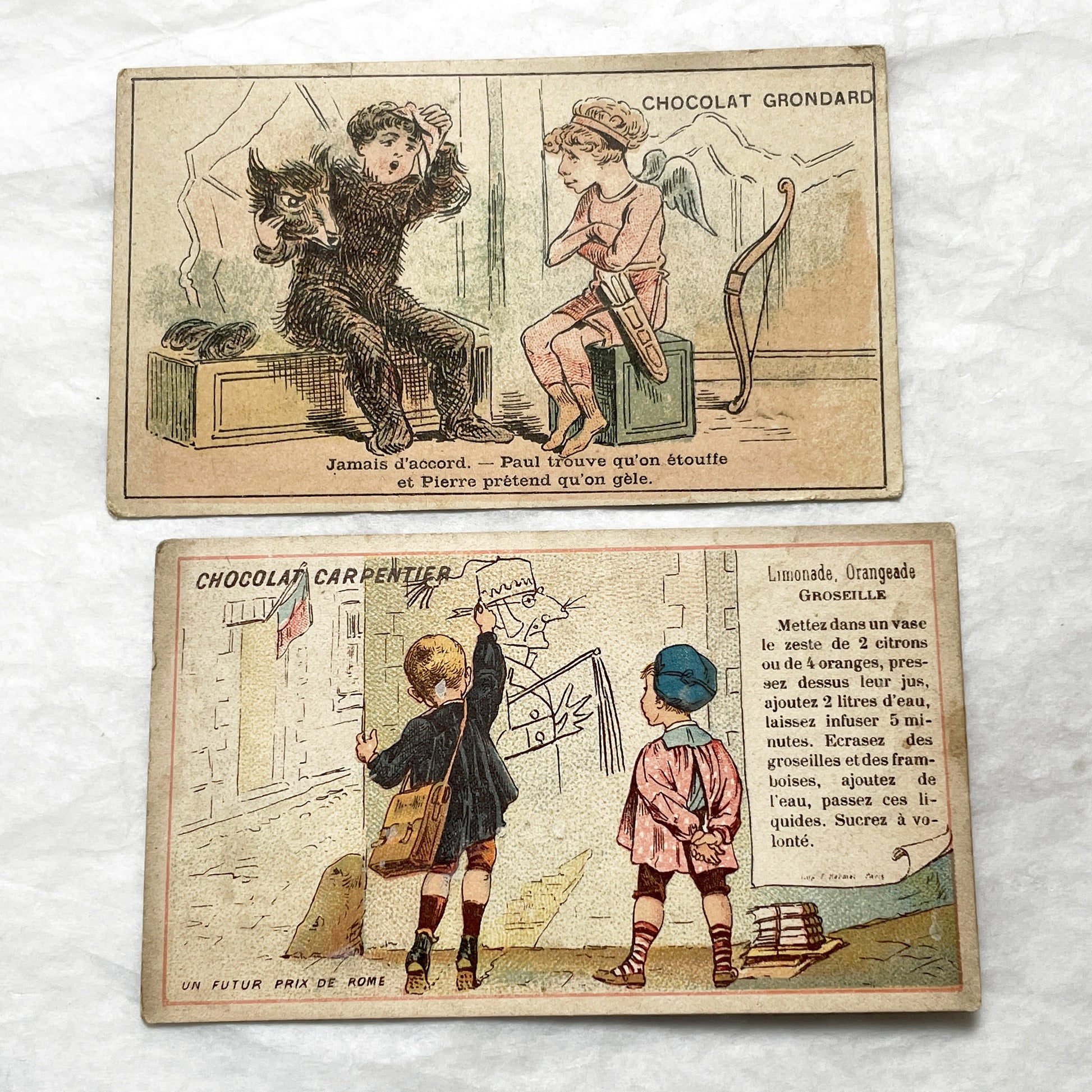 Late 19th - French Advertising Trade Cards - Chocolate Tea Chromos - Vintage Ephemera Collectibles - Early Advertising - Illustrated Prints