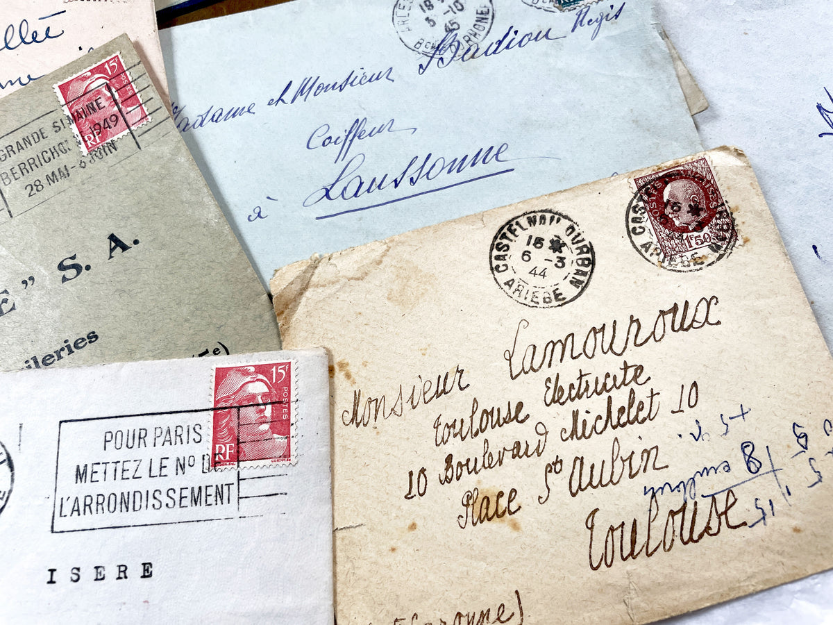 1930s - 20 French envelopes from 1930s and 1940s - Without letters - Ephemera with Stamps