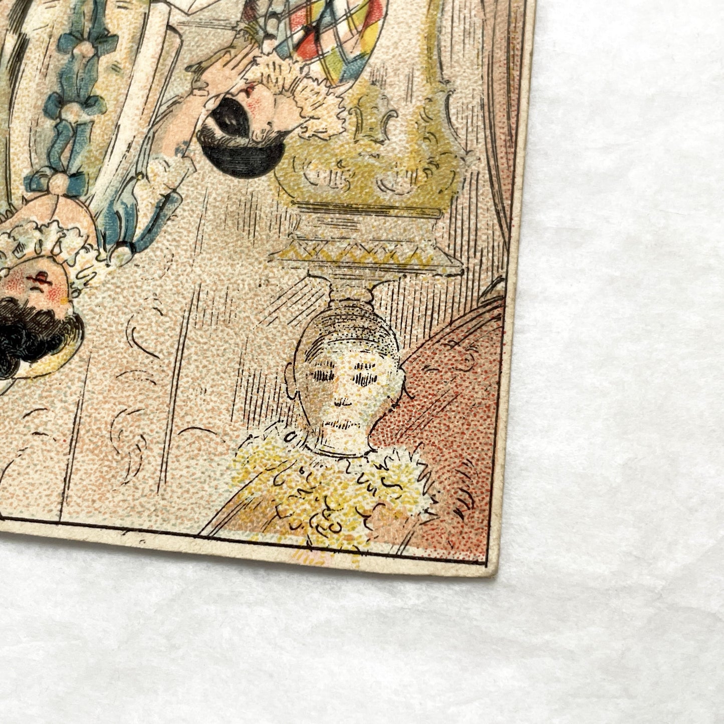 1900s - Vintage French Advertising Card - Commedia dell'arte Pierrot & Columbine Puzzle - Thé Royal Tea Promotion - Collectible Ephemera