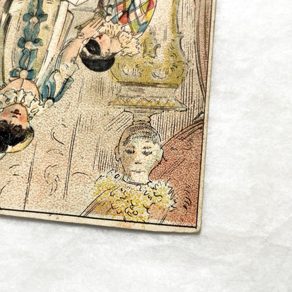 1900s - Vintage French Advertising Card - Commedia dell'arte Pierrot & Columbine Puzzle - Thé Royal Tea Promotion - Collectible Ephemera