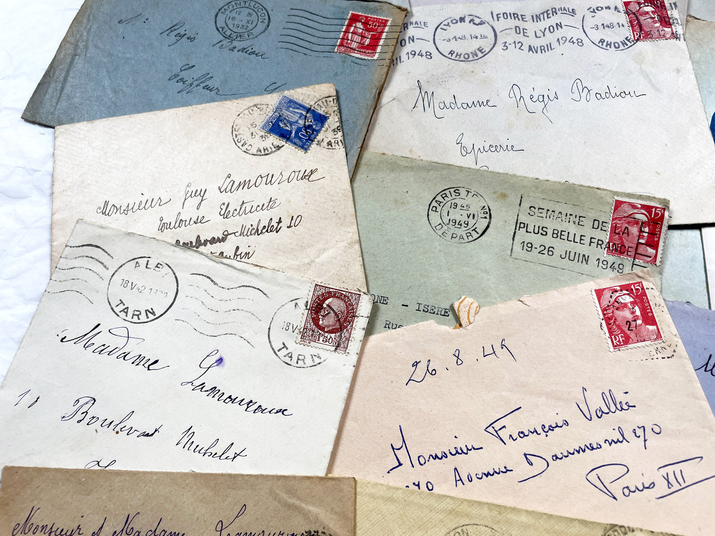 1930s - 20 French envelopes from 1930s and 1940s - Without letters - Ephemera with Stamps