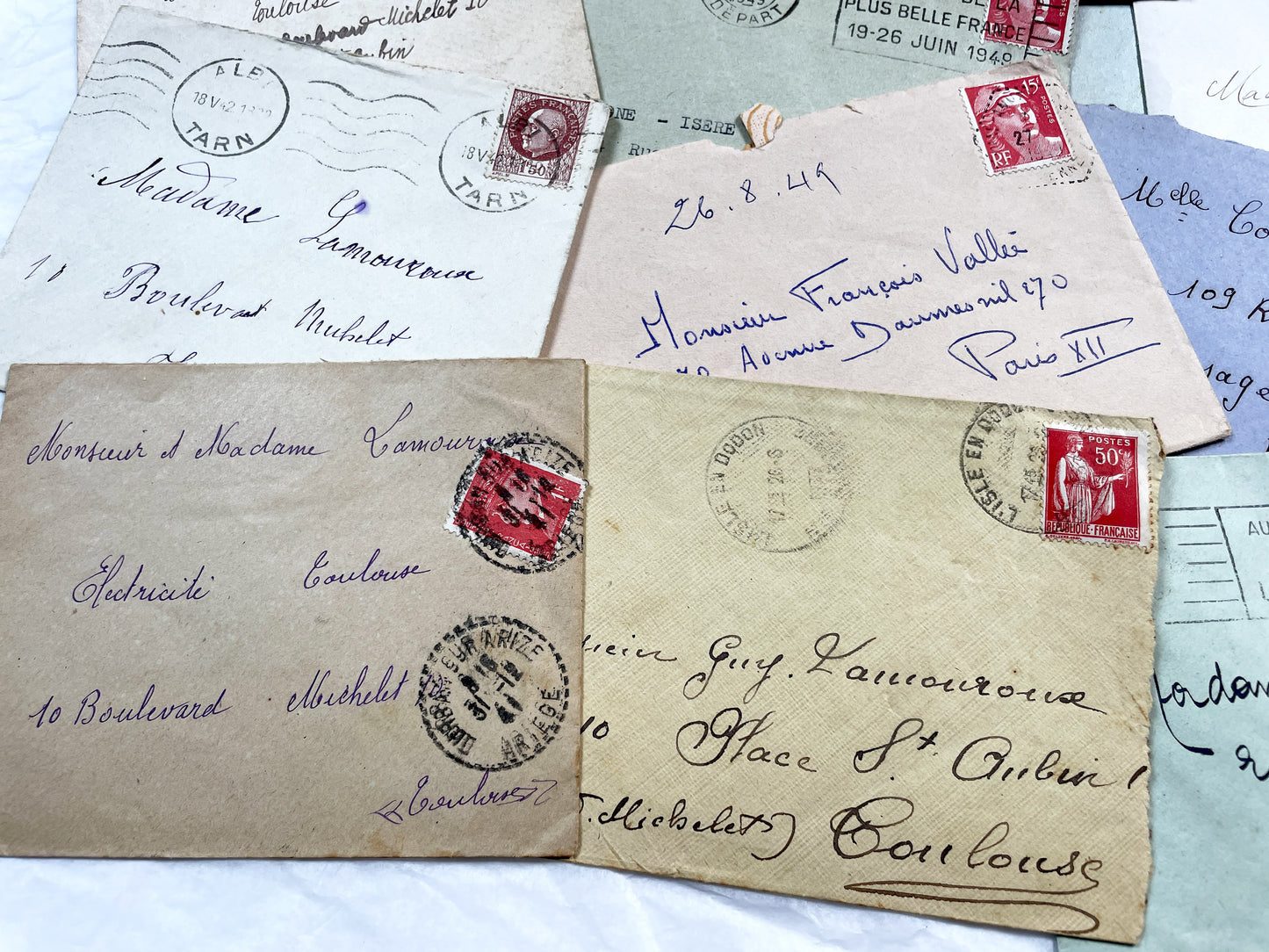 1930s - 20 French envelopes from 1930s and 1940s - Without letters - Ephemera with Stamps