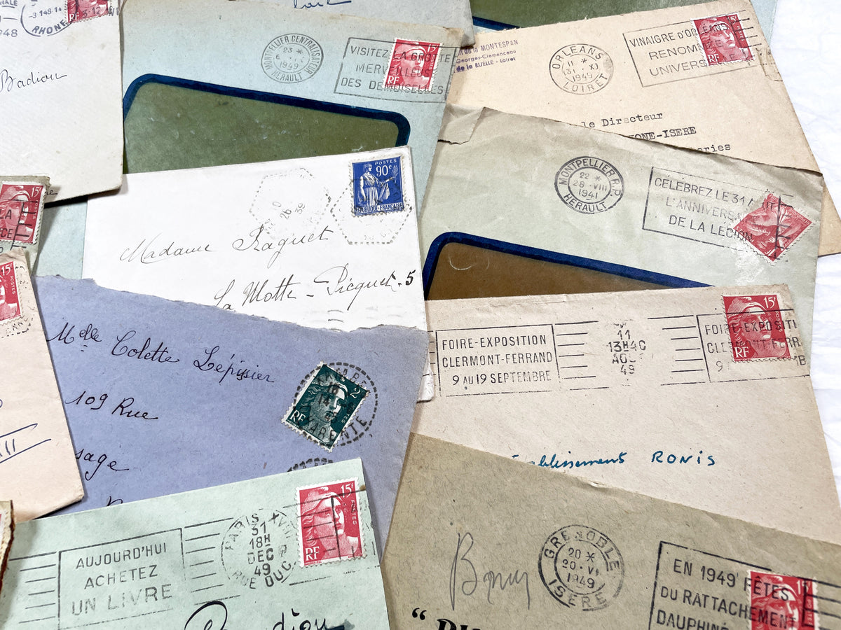 1930s - 20 French envelopes from 1930s and 1940s - Without letters - Ephemera with Stamps