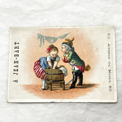 Late 19th - Jean-Bart Tailor Advertising Card - Parisian Clothing Business Ephemera with Charming Illustration - Vintage French Lithograph