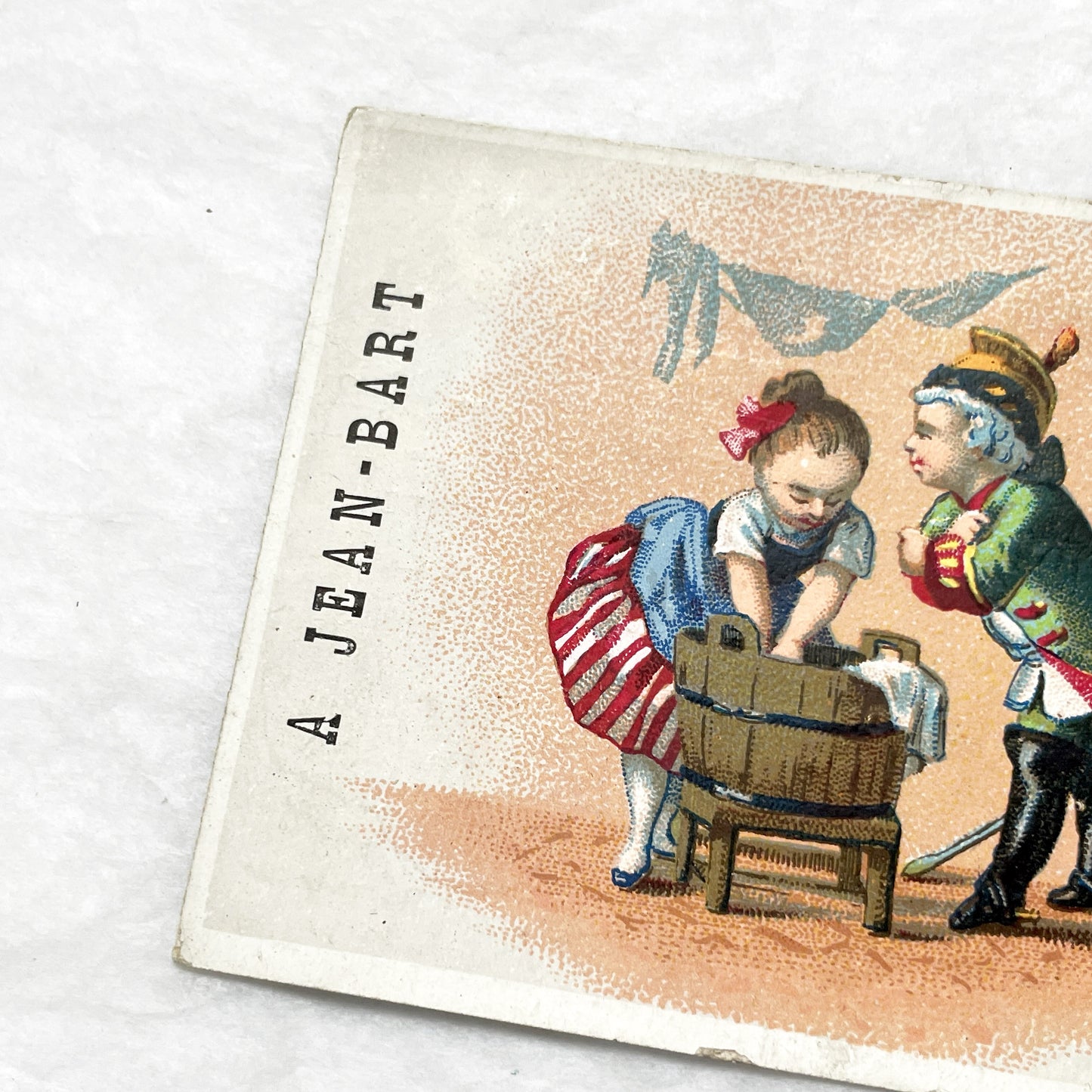 Late 19th - Jean-Bart Tailor Advertising Card - Parisian Clothing Business Ephemera with Charming Illustration - Vintage French Lithograph