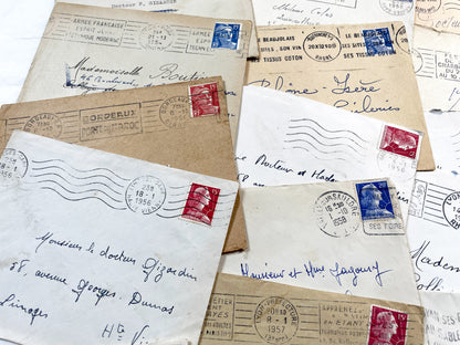 1950s - 20 French envelopes from 1950s - Without letters inside - 1950s Ephemera for Junk Journals, Collage & Paper Crafts