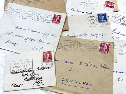 1950s - 20 French envelopes from 1950s - Without letters inside - 1950s Ephemera for Junk Journals, Collage & Paper Crafts