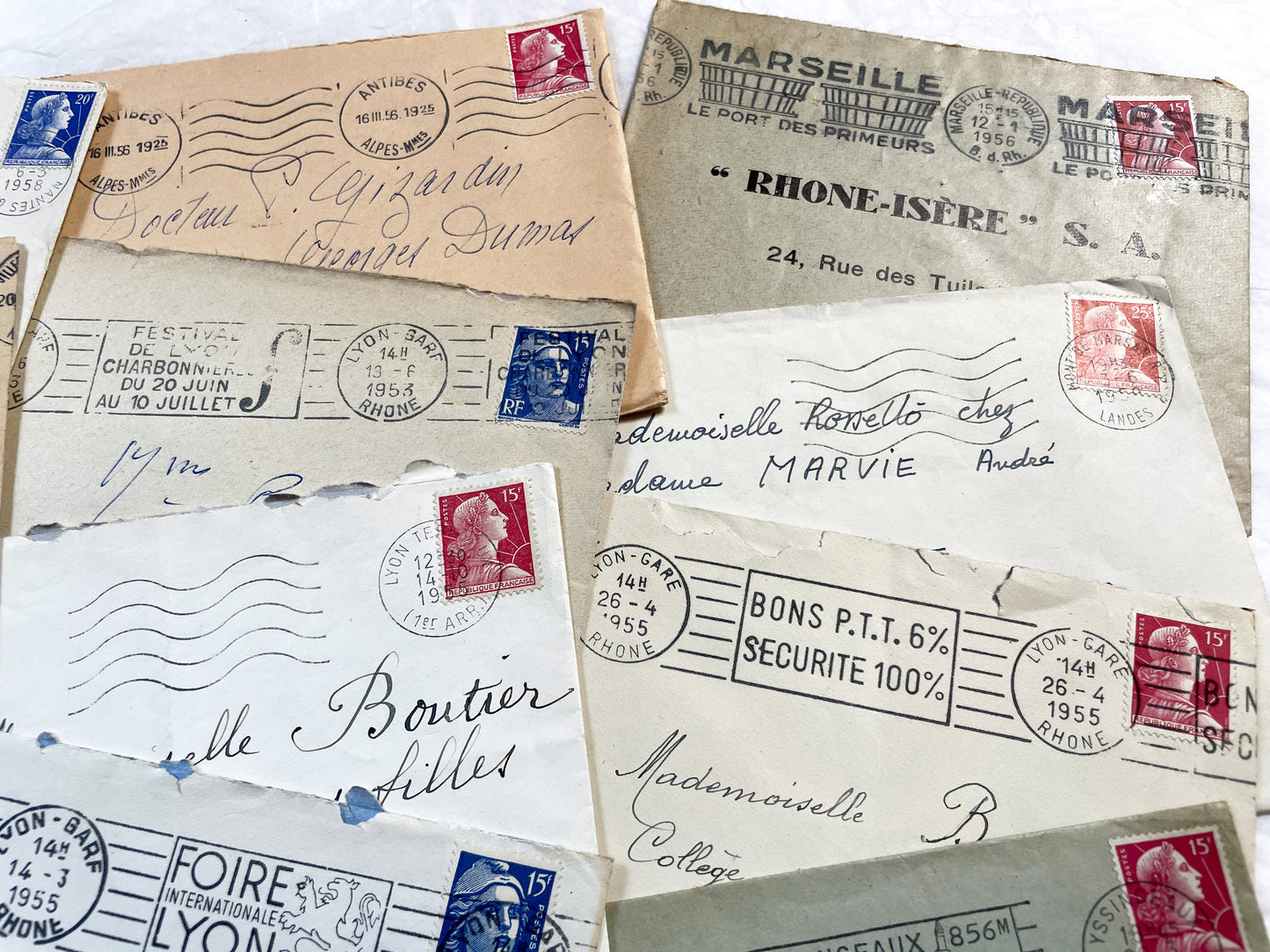 1950s - 20 French envelopes from 1950s - Without letters inside - 1950s Ephemera for Junk Journals, Collage & Paper Crafts