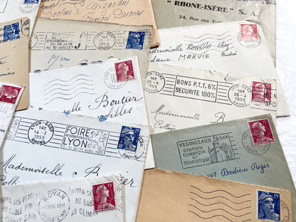 1950s - 20 French envelopes from 1950s - Without letters inside - 1950s Ephemera for Junk Journals, Collage & Paper Crafts
