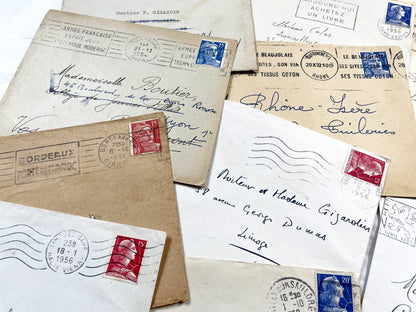 1950s - 20 French envelopes from 1950s - Without letters inside - 1950s Ephemera for Junk Journals, Collage & Paper Crafts