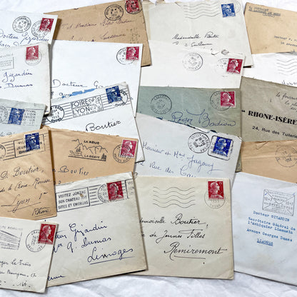 1950s - 20 French envelopes from 1950s - Without letters inside - 1950s Ephemera for Junk Journals, Collage & Paper Crafts