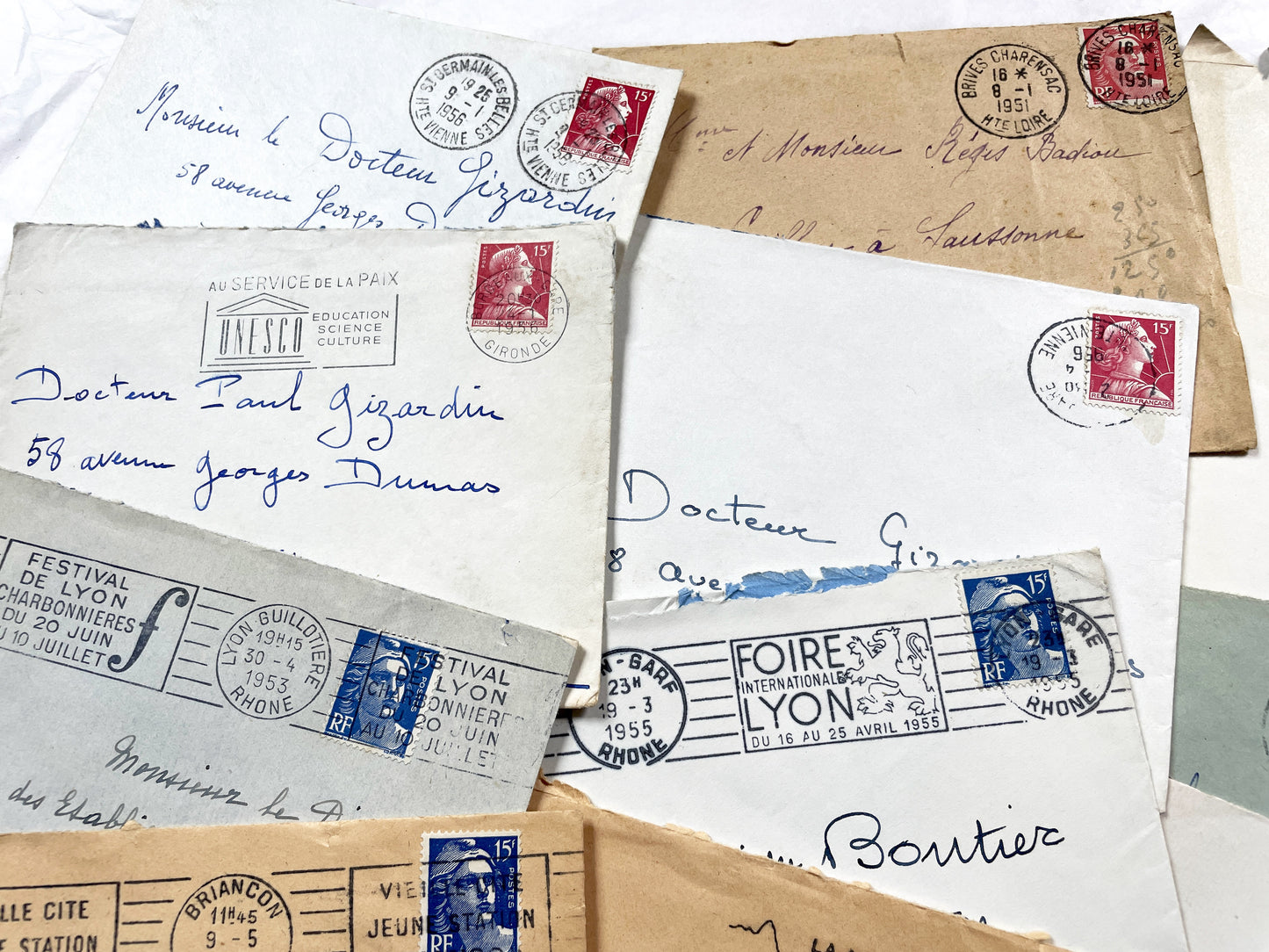 1950s - 20 French envelopes from 1950s - Without letters inside - 1950s Ephemera for Junk Journals, Collage & Paper Crafts