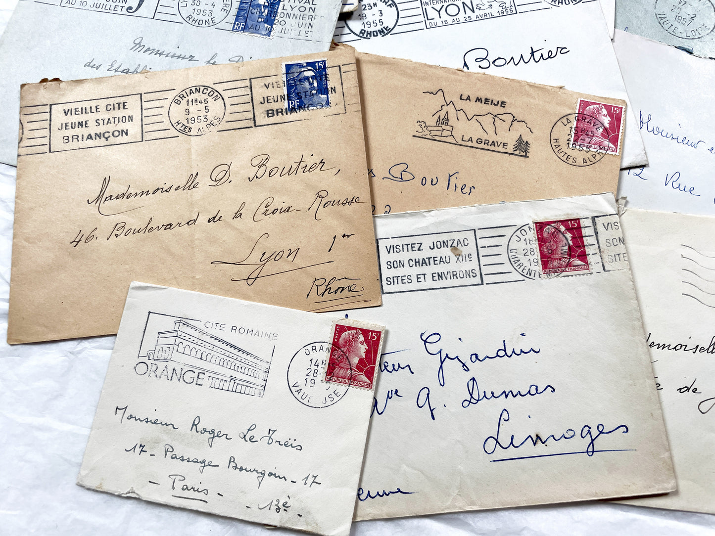 1950s - 20 French envelopes from 1950s - Without letters inside - 1950s Ephemera for Junk Journals, Collage & Paper Crafts