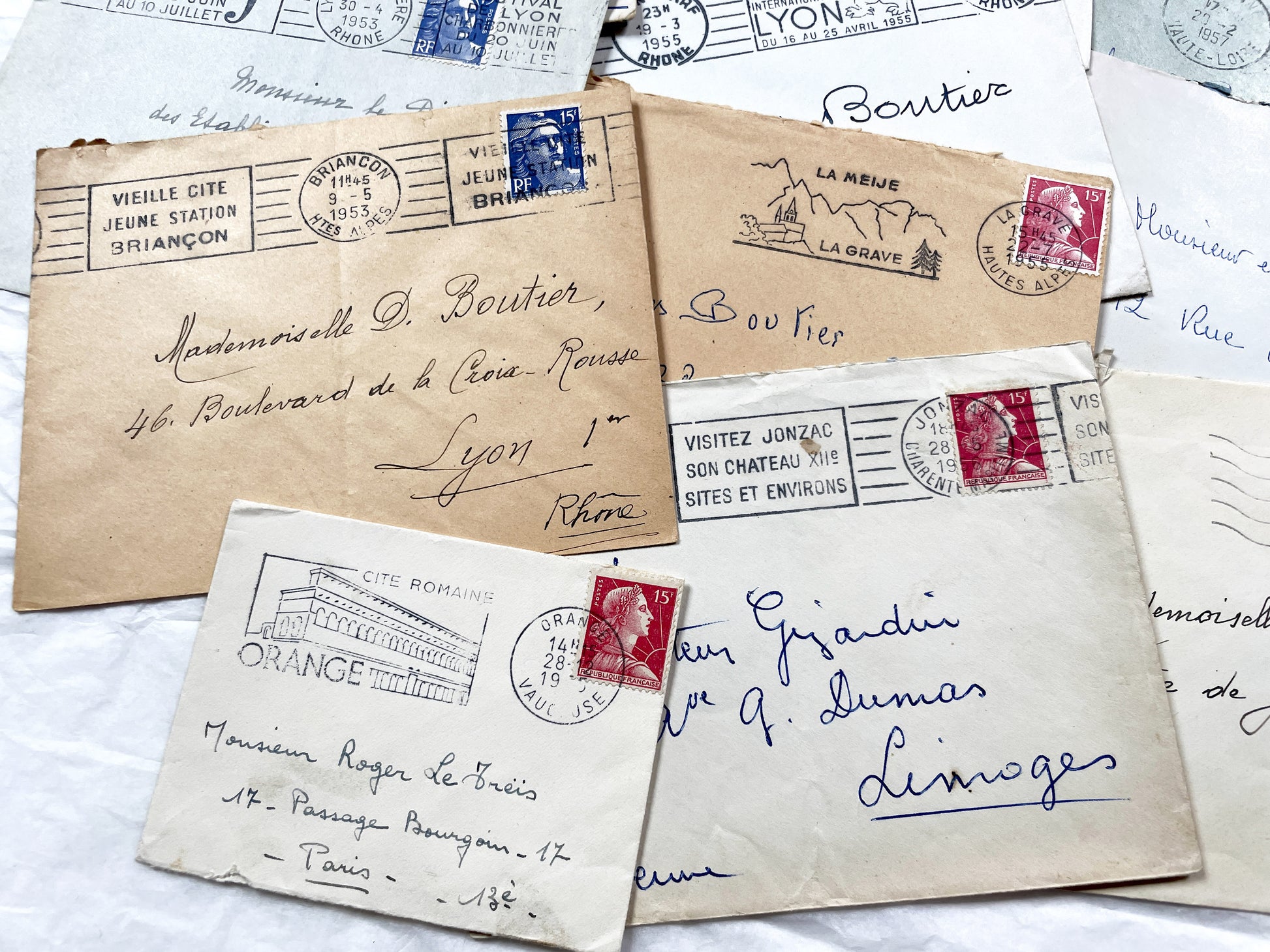 1950s - 20 French envelopes from 1950s - Without letters inside - 1950s Ephemera for Junk Journals, Collage & Paper Crafts