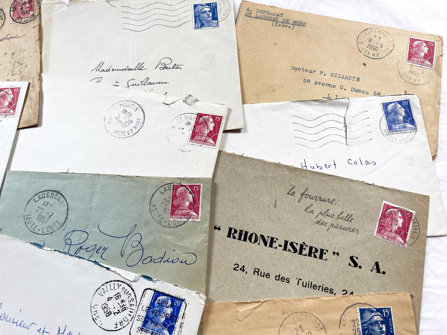 1950s - 20 French envelopes from 1950s - Without letters inside - 1950s Ephemera for Junk Journals, Collage & Paper Crafts