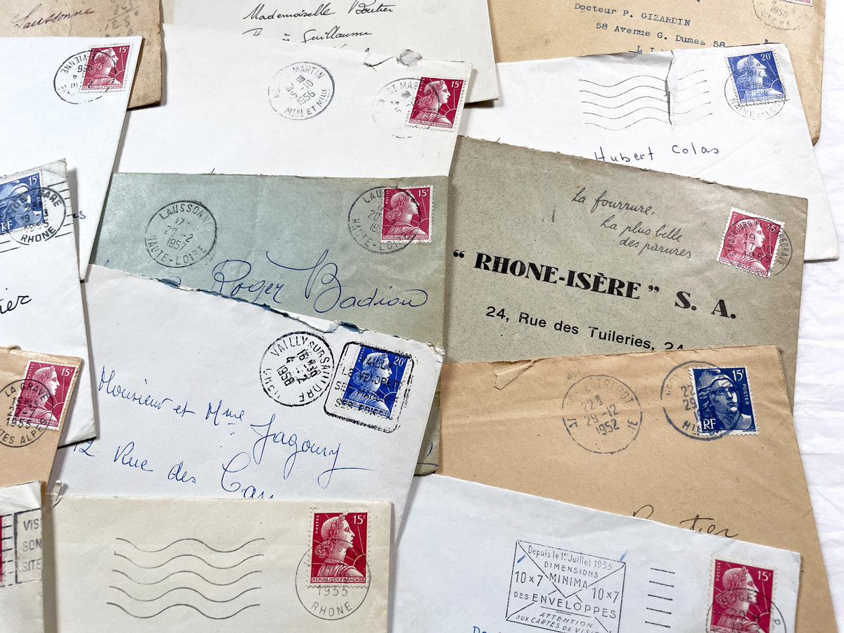 1950s - 20 French envelopes from 1950s - Without letters inside - 1950s Ephemera for Junk Journals, Collage & Paper Crafts
