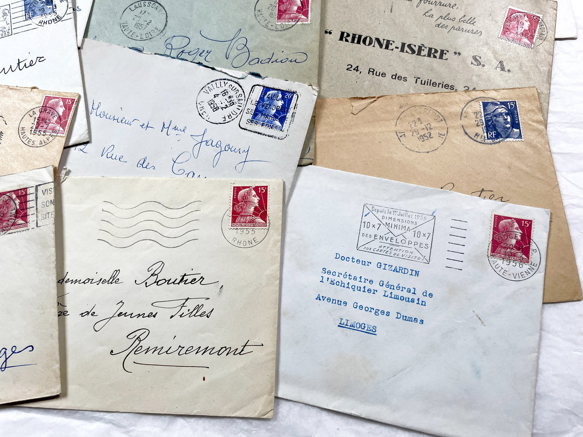 1950s - 20 French envelopes from 1950s - Without letters inside - 1950s Ephemera for Junk Journals, Collage & Paper Crafts
