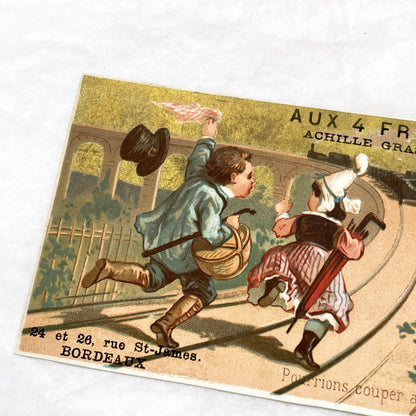 Late 19th - French Advertising Trade Cards - Aux 4 Frères Achille Grassin Bordeaux Department Store Ephemera - Vintage Collectible