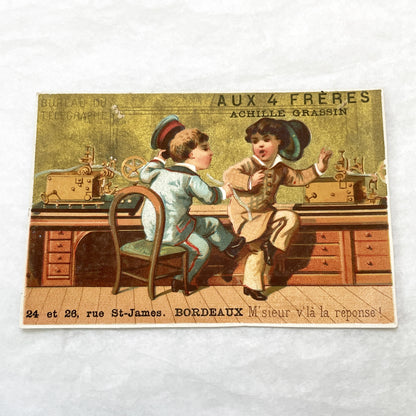 Late 19th - French Advertising Trade Cards - Aux 4 Frères Achille Grassin Bordeaux Department Store Ephemera - Vintage Collectible