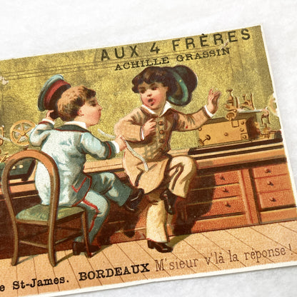 Late 19th - French Advertising Trade Cards - Aux 4 Frères Achille Grassin Bordeaux Department Store Ephemera - Vintage Collectible