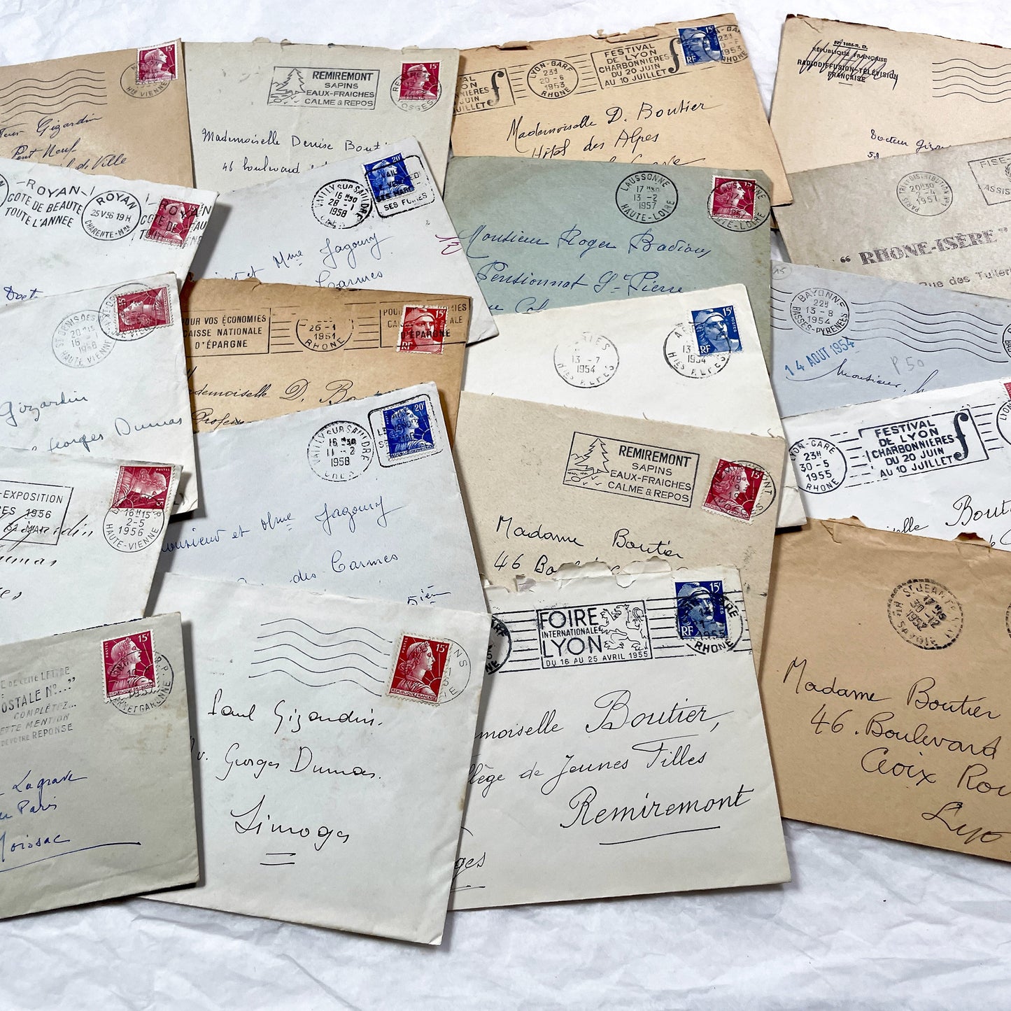 1950s - 20 French envelopes from 1950s - Without letters inside - 1950s Ephemera for Junk Journals, Collage & Paper Crafts