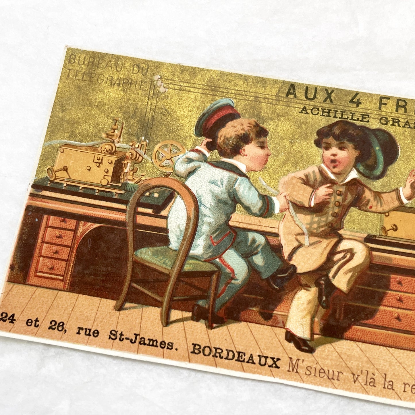 Late 19th - French Advertising Trade Cards - Aux 4 Frères Achille Grassin Bordeaux Department Store Ephemera - Vintage Collectible