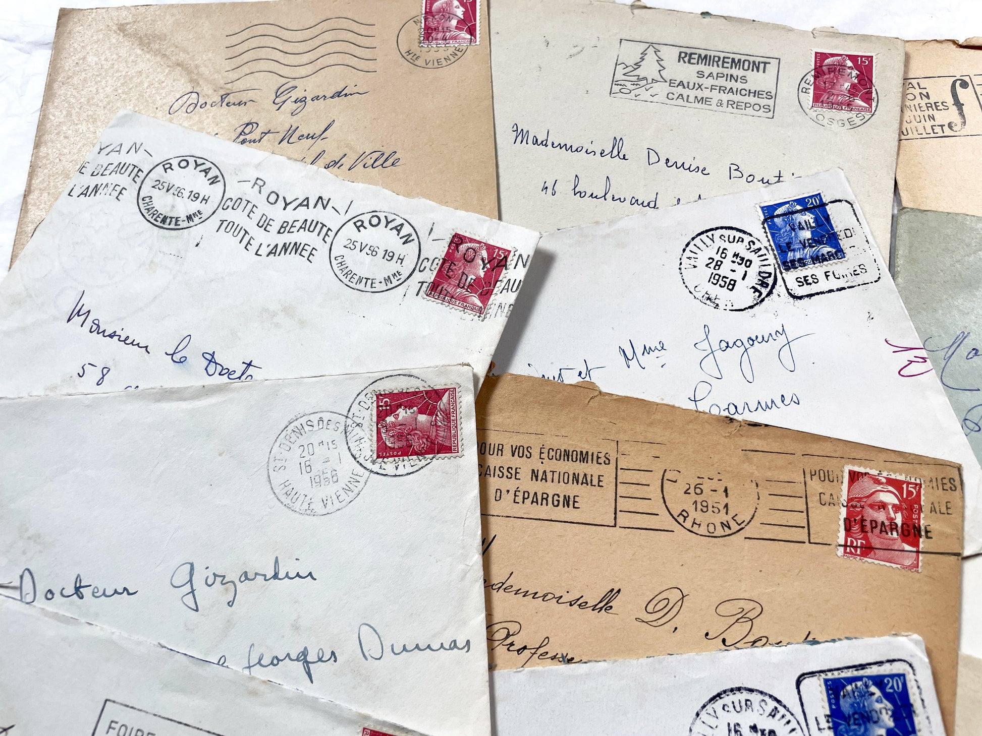 1950s - 20 French envelopes from 1950s - Without letters inside - 1950s Ephemera for Junk Journals, Collage & Paper Crafts