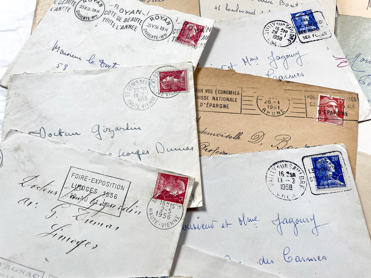 1950s - 20 French envelopes from 1950s - Without letters inside - 1950s Ephemera for Junk Journals, Collage & Paper Crafts