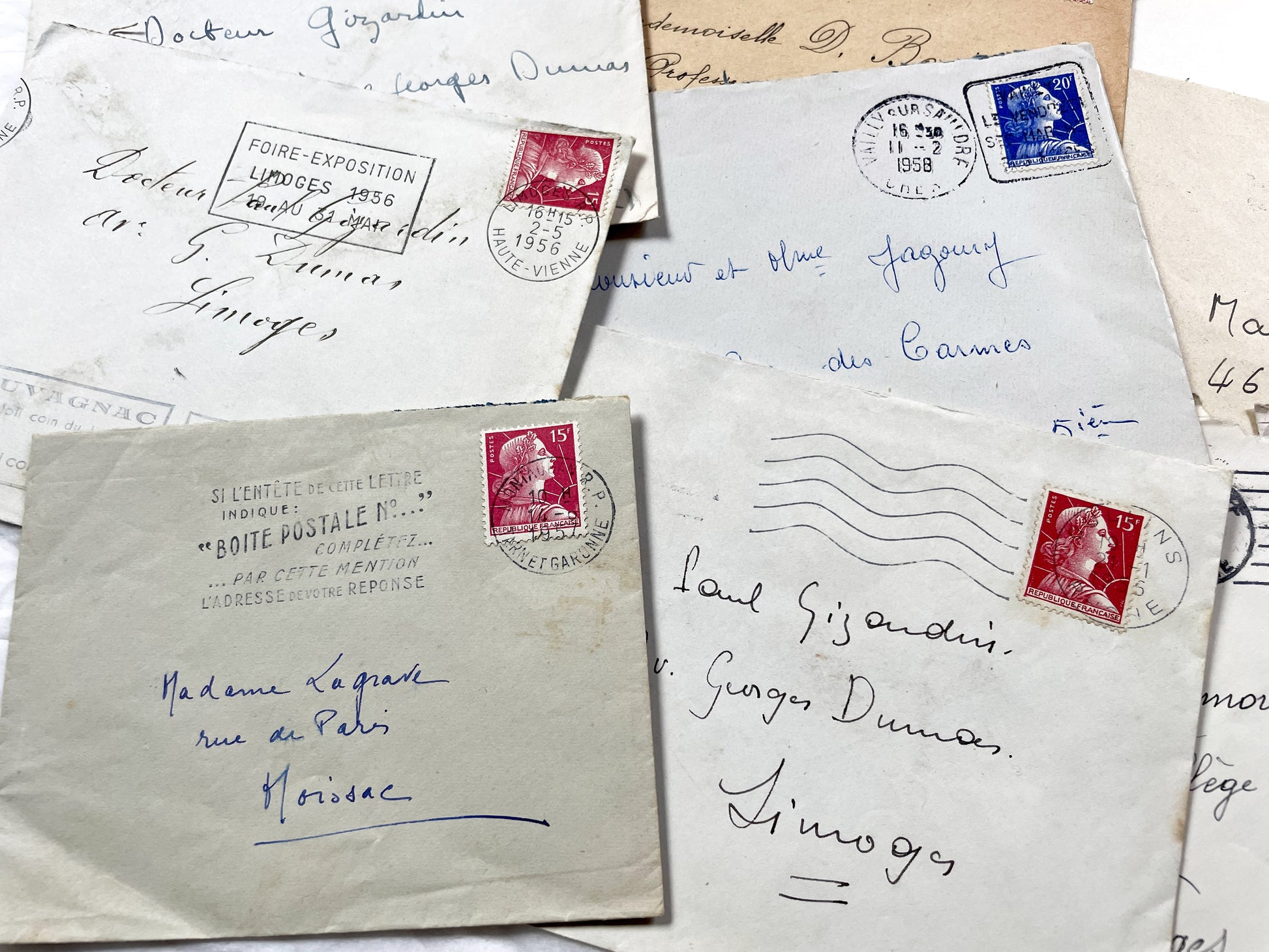 1950s - 20 French envelopes from 1950s - Without letters inside - 1950s Ephemera for Junk Journals, Collage & Paper Crafts