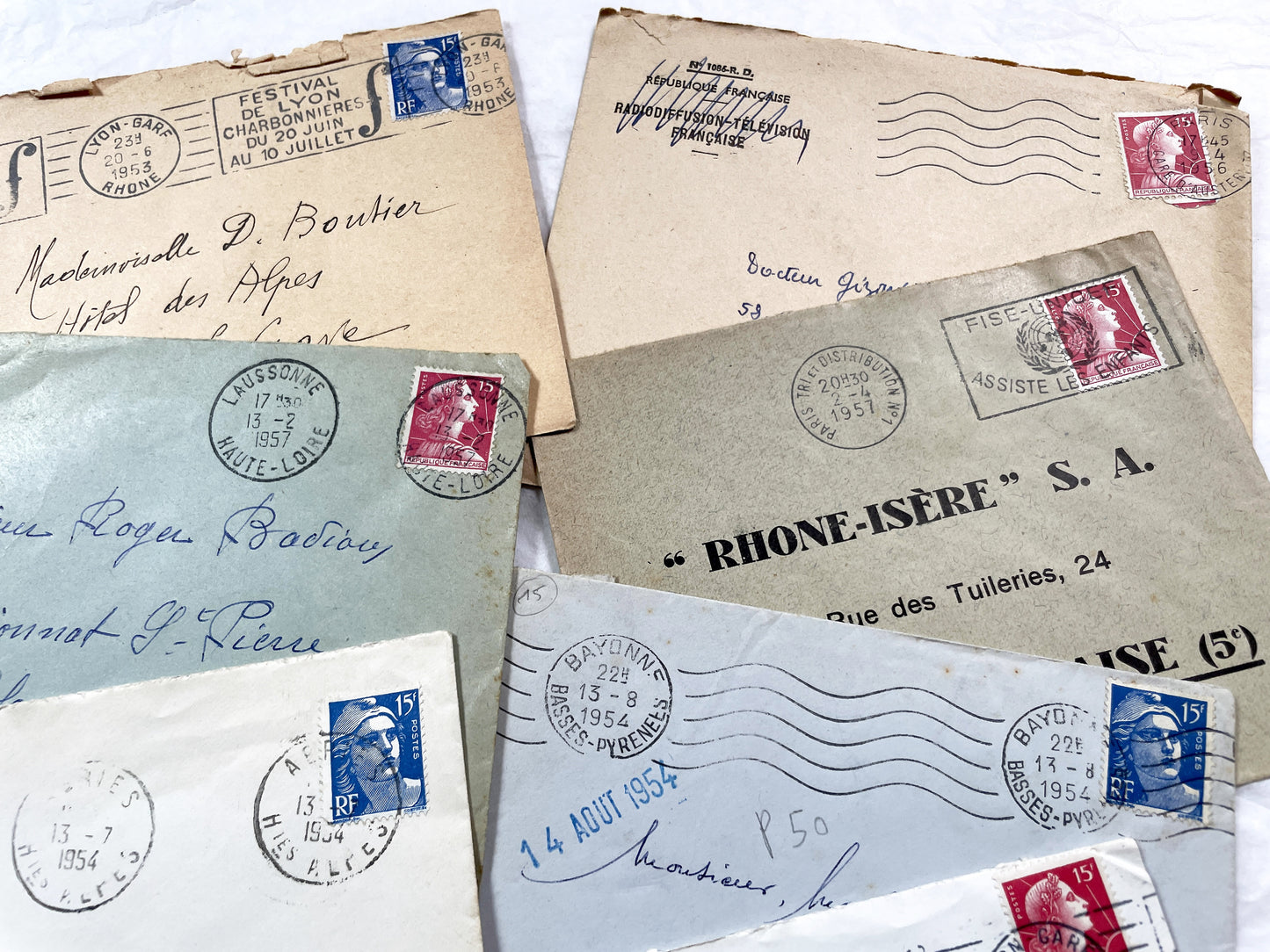 1950s - 20 French envelopes from 1950s - Without letters inside - 1950s Ephemera for Junk Journals, Collage & Paper Crafts