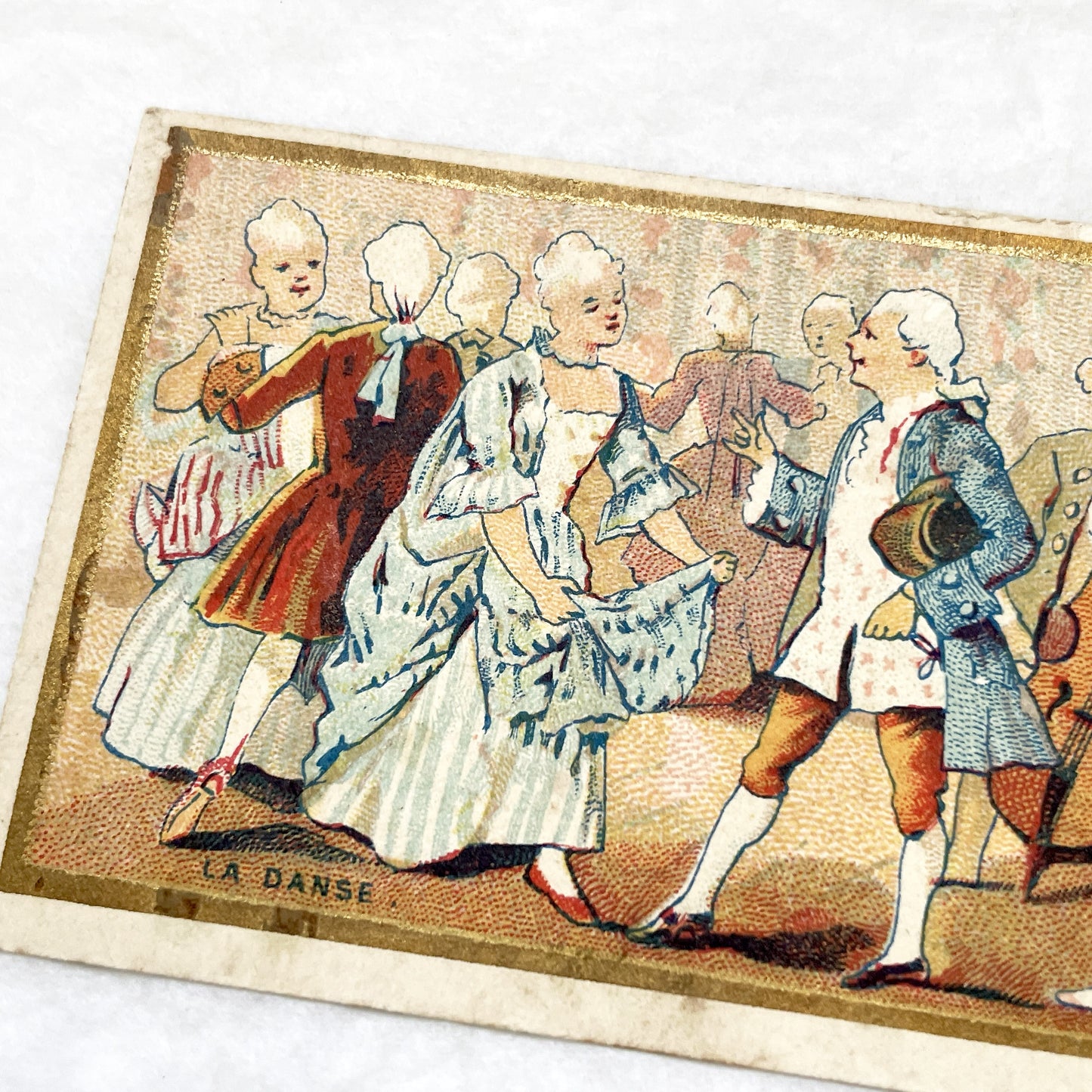 1900s - French Chocolat Des Gourmets Advertising Chromo Rococo Dance Scene - Vintage Ephemera - Collectible Card by A. Ballier et Cie