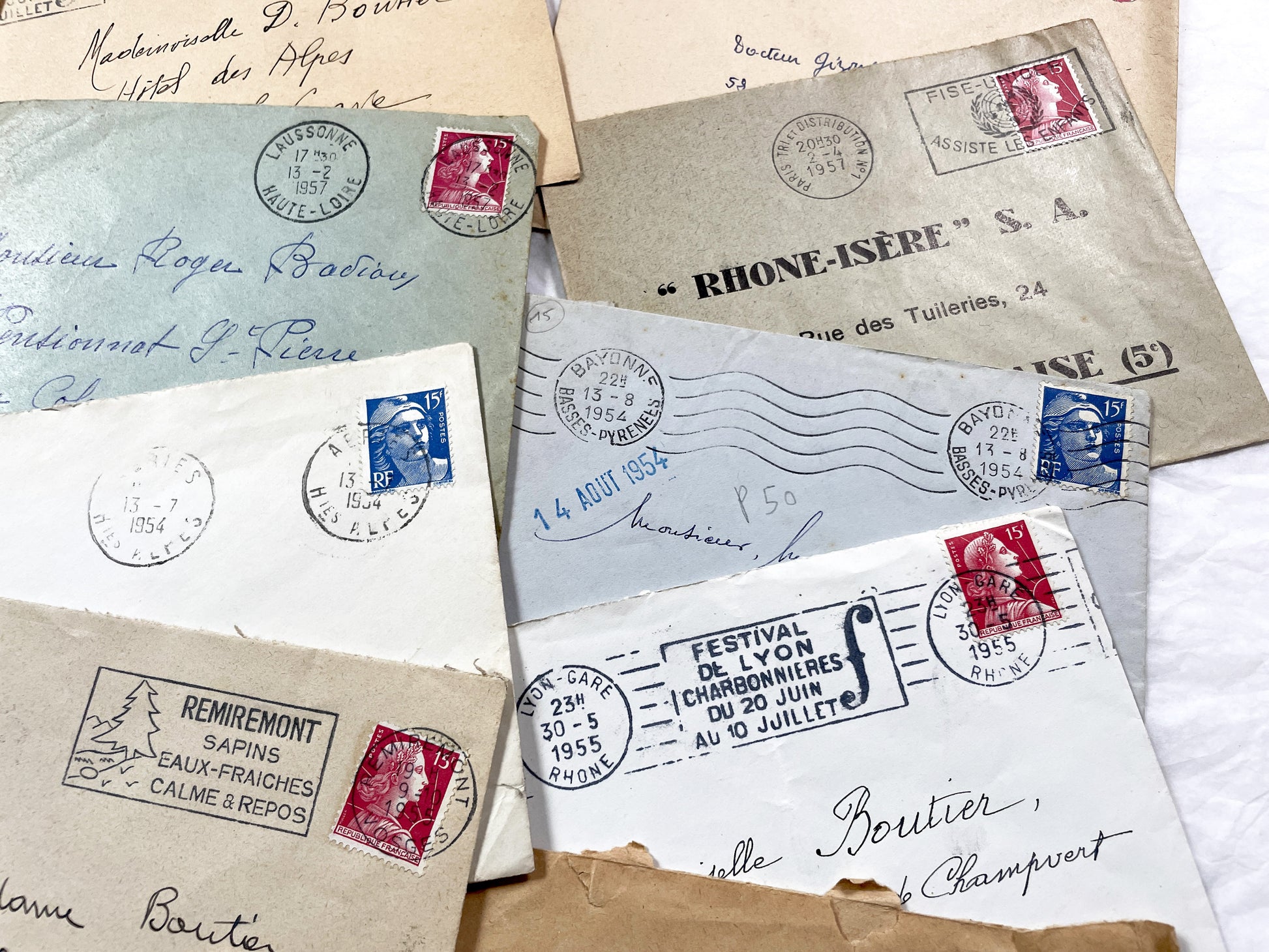 1950s - 20 French envelopes from 1950s - Without letters inside - 1950s Ephemera for Junk Journals, Collage & Paper Crafts