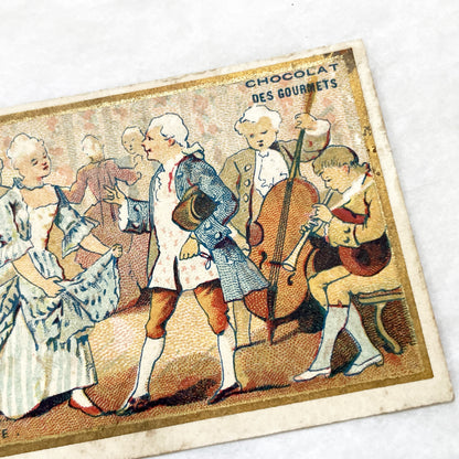 1900s - French Chocolat Des Gourmets Advertising Chromo Rococo Dance Scene - Vintage Ephemera - Collectible Card by A. Ballier et Cie