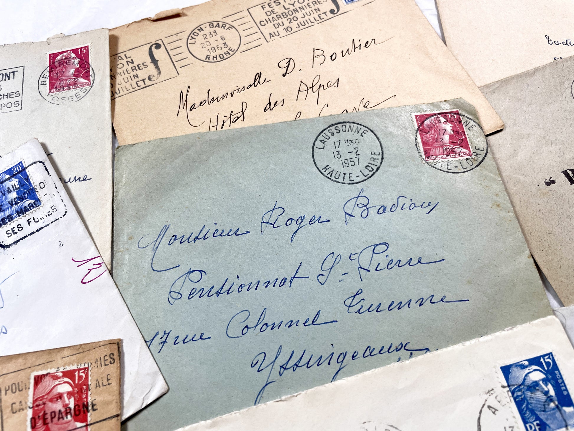 1950s - 20 French envelopes from 1950s - Without letters inside - 1950s Ephemera for Junk Journals, Collage & Paper Crafts
