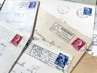 1950s - 20 French envelopes from 1950s - Without letters inside - 1950s Ephemera for Junk Journals, Collage & Paper Crafts